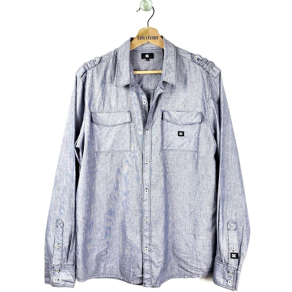 DC Button Up Long Sleeve Shirt M